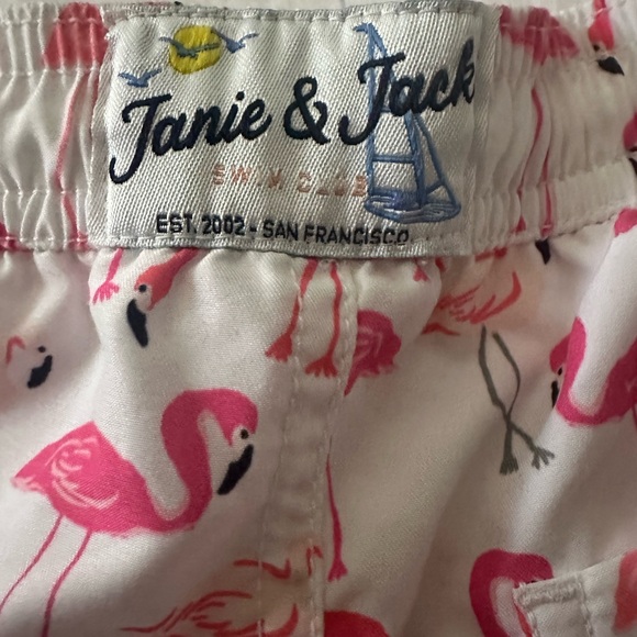 Janie and Jack boy’s flamingo board shorts for swimming or water play - Picture 2 of 5